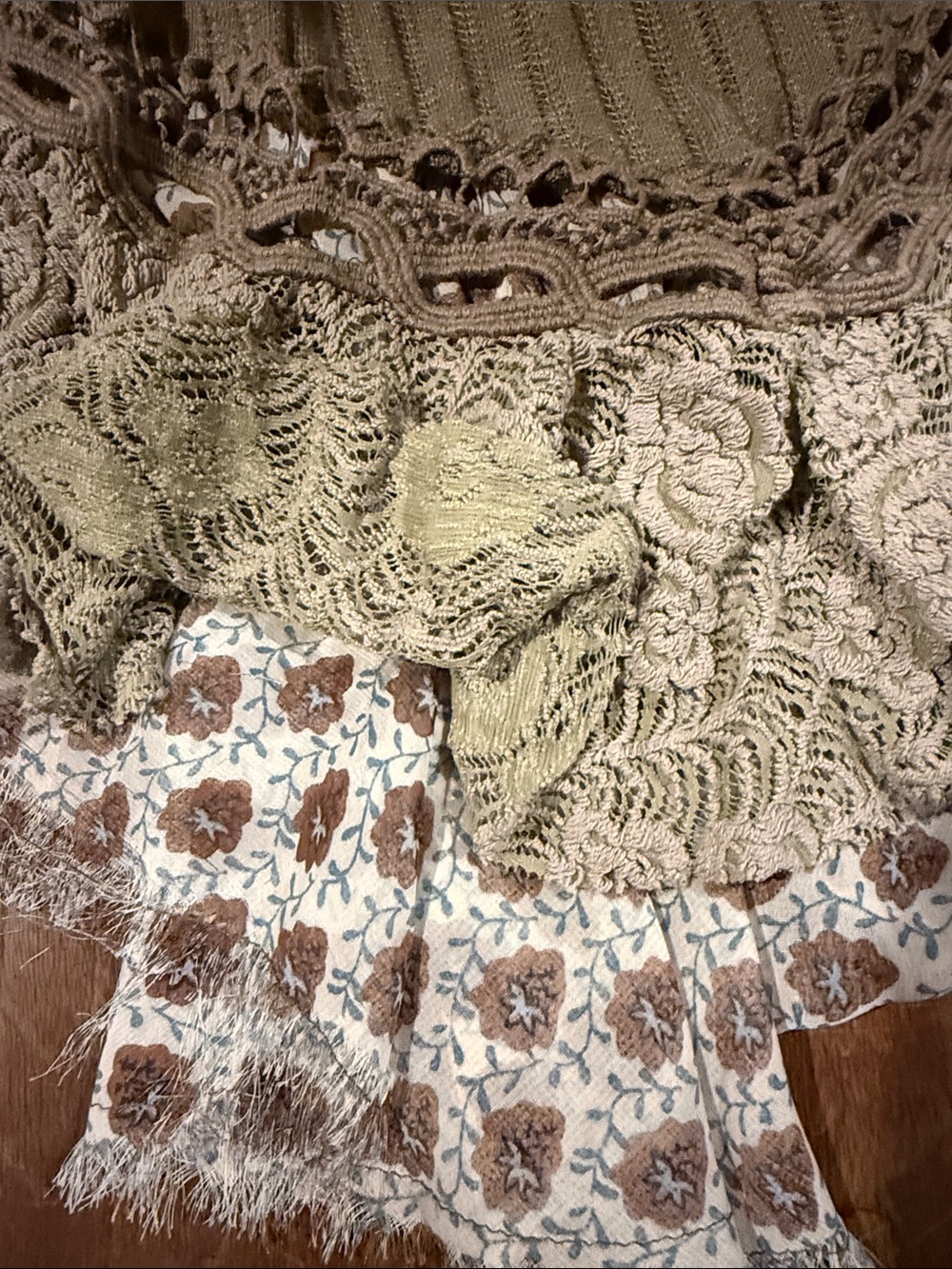 gimmicks by BKE Taupe Crochet-Trim Fringe Tank Top - Picture 3 of 4